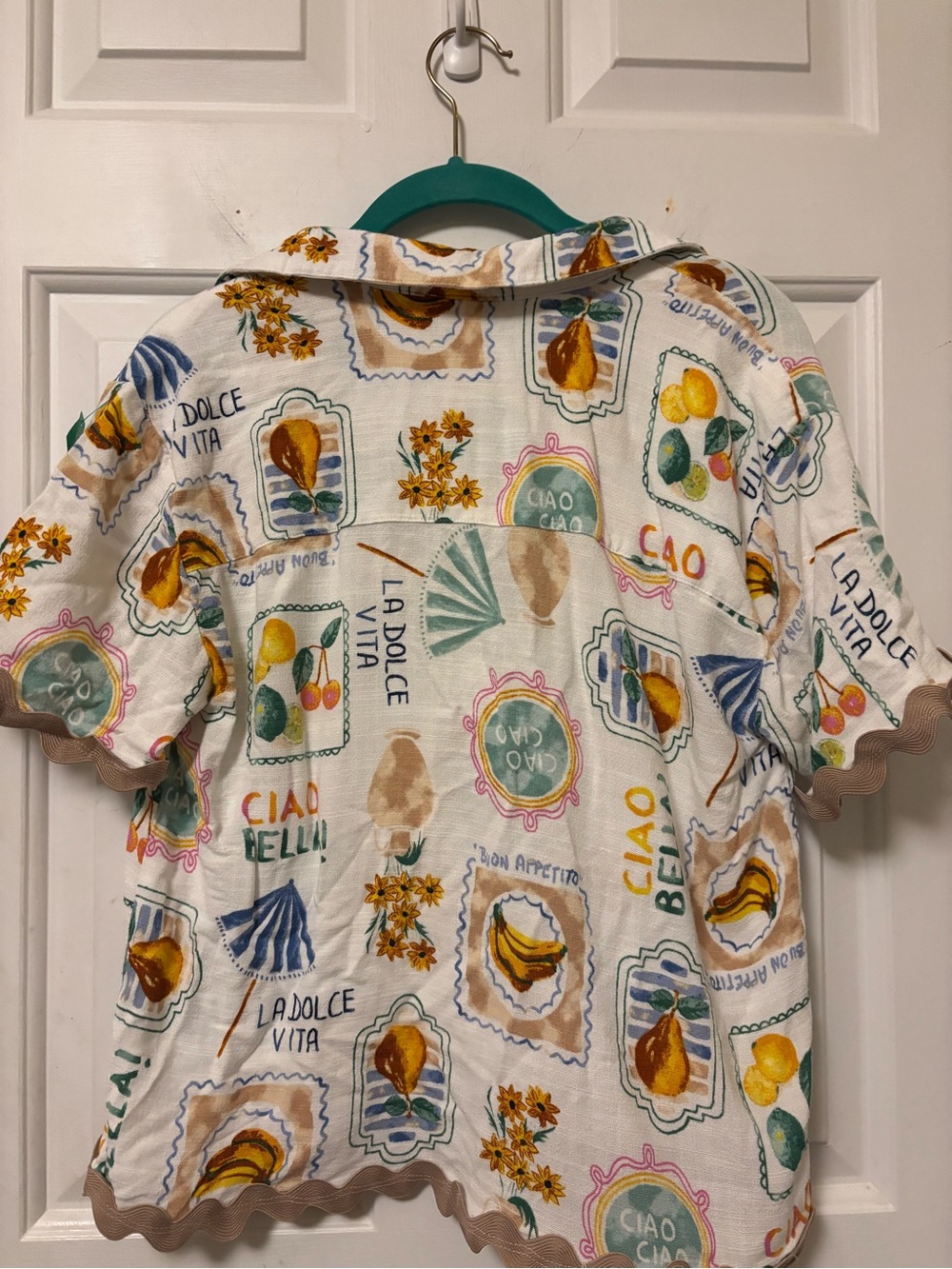 Jane and Delancey Button-Down Top with Multicolor Italian Style Print Size Small - Picture 3 of 3